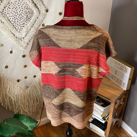 Lauren Ralph Lauren Geometric Southwestern Pattern Sweater Size S/M Brown - Picture 6 of 8